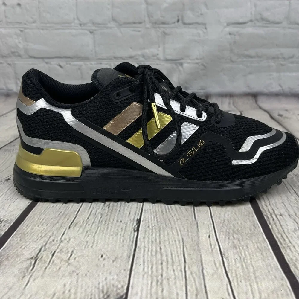 Adidas Originals ZX750 HD Sneakers Size US 5 EU 37.3 Black/Gold/Silver FZ3880